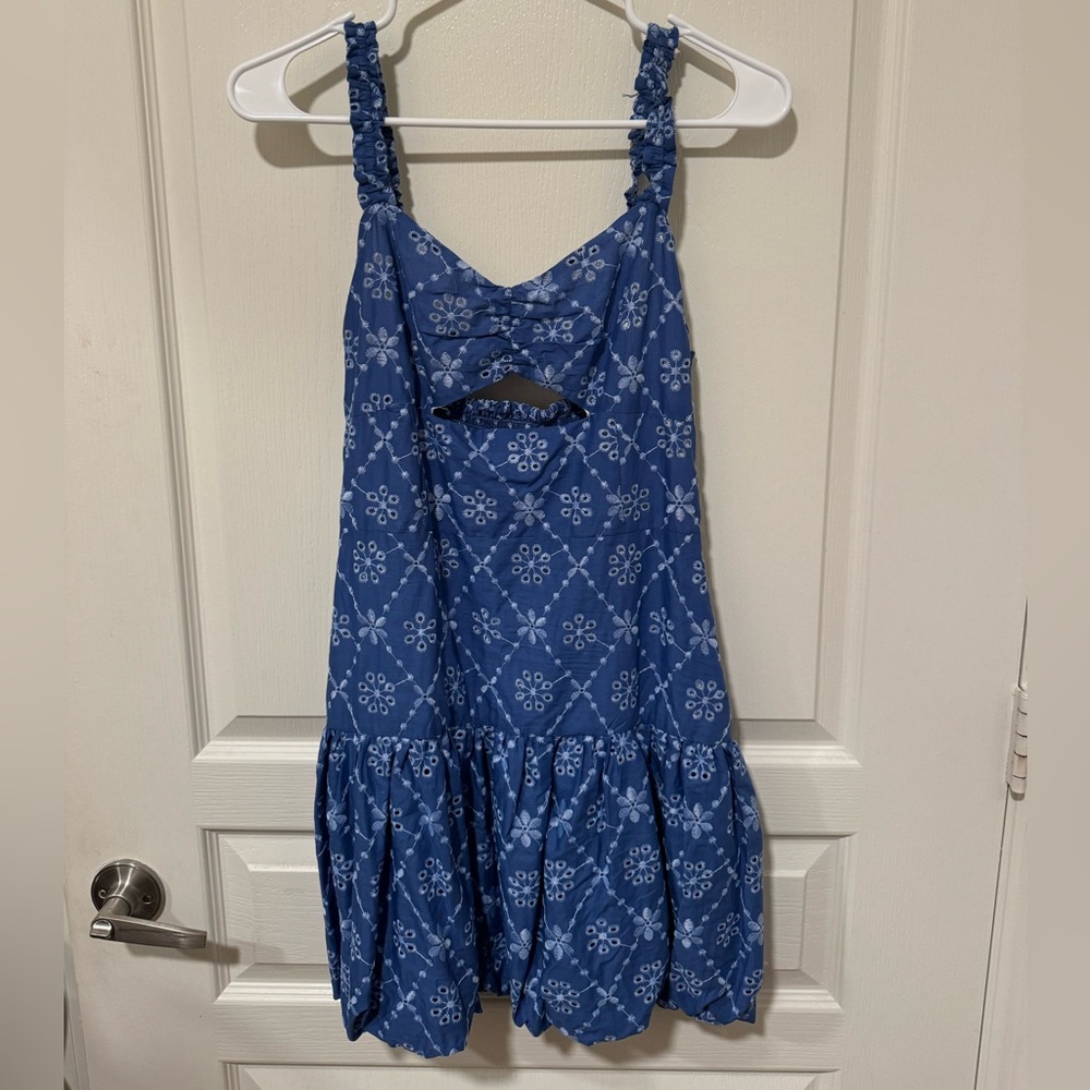 Zara Bubble Hem Embroidery Dress